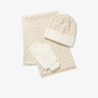 В'язаний комплект Michael Kors шапка з шарфом та рукавичками 1159800314 (Молочний, One size)