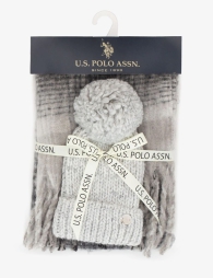 Вязаный набор U.S.Polo Assn шапка и шарф 1159801031 (Серый, One size)