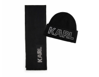 Женский вязаный набор Karl Lagerfeld Paris шапка и шарф 1159802617 (Черный, One size)