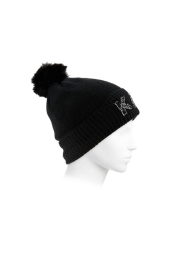 В'язаний комплект Karl Lagerfeld Paris шапка та рукавички 1159829355 (Чорний One size)