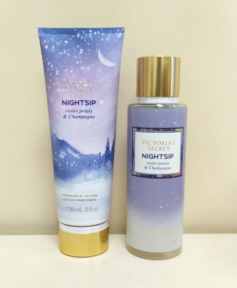 Набір для тіла Victoria's Secret Nightsip Violet Petals & Champagne спрей та лосьйон 1159794406 (Бузковий, 250/236 ml)