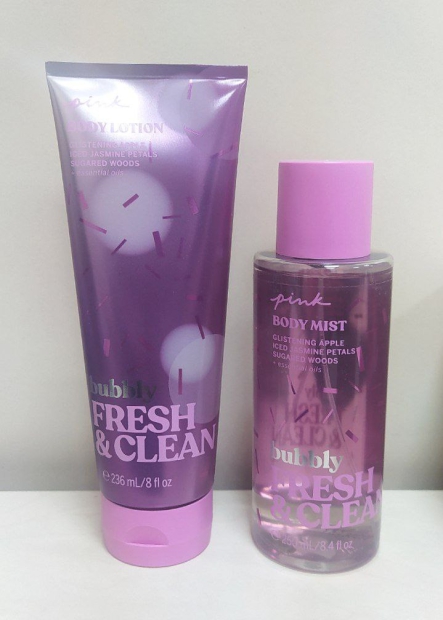 Набір для тіла Bubbly Fresh & Clean Victoria Secret Pink 1159797674 (Рожевий, 250/236 ml)