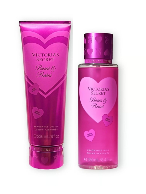 Набір для тіла Bows & Roses Victoria&#39;s Secret міст та лосьйон 1159827550 (Рожевий 236 ml/250 ml)