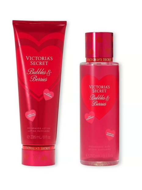 Набір для тіла Bubbles & Berries Victoria&#39;s Secret міст та лосьйон 1159827553 (Червоний 236 ml/250 ml)