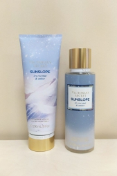 Набір для тіла Victoria's Secret Sunslope Icy Coconut & Amber спрей та лосьйон 1159794407 (Блакитний, 250/236 ml)