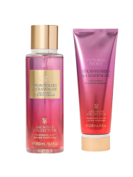 Набір Victoria's Secret Strawberries & Champagne лосьйон та міст 1159837423 (Рожевий 236 ml/250 ml)