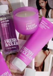 Набір Fresh & Clean Victoria's Secret Pink міст, лосьйон та свічка 1159837976 (Рожевий One size)