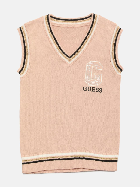 Детский вязаный жилет GUESS с логотипом из страз 1159844749 (Розовый 7)