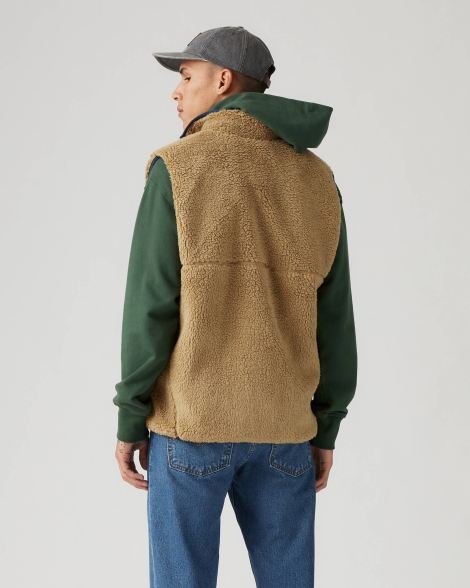 Мужская жилетка из экомеха Levi's безрукавка 1159847654 (Бежевый XXL)