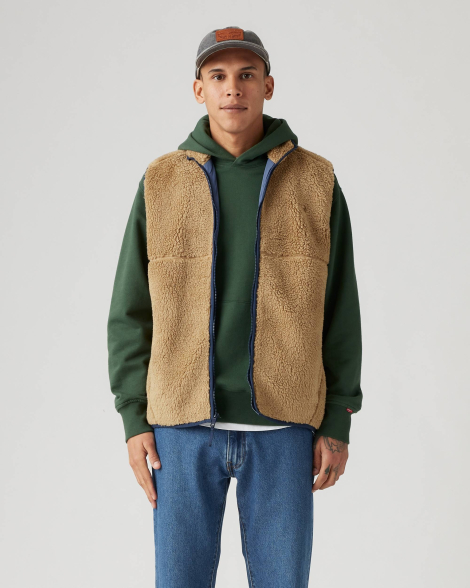 Мужская жилетка из экомеха Levi's безрукавка 1159847654 (Бежевый XXL)