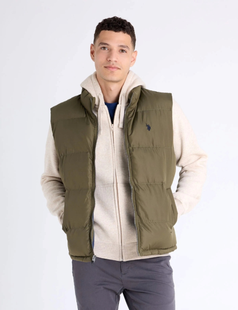 Мужская дутая жилетка U.S. Polo Assn на молнии 1159851726 (Зеленый M)