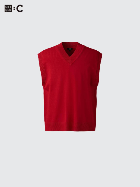 В'язана жилетка UNIQLO 1159839884 (Червоний 3XL)