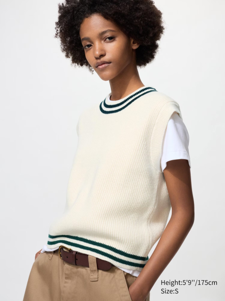 Вязаная жилетка UNIQLO 1159846835 (Молочный M)