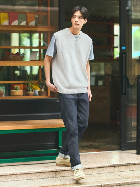 В'язана жилетка UNIQLO 1159847199 (Сірий XXL)