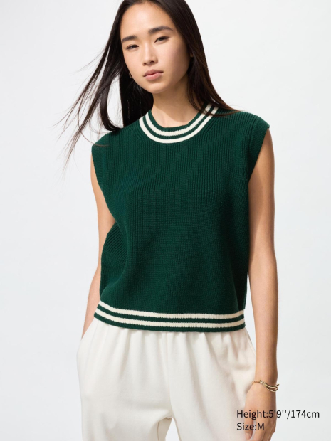 Вязаная жилетка UNIQLO 1159849433 (Зеленый M)