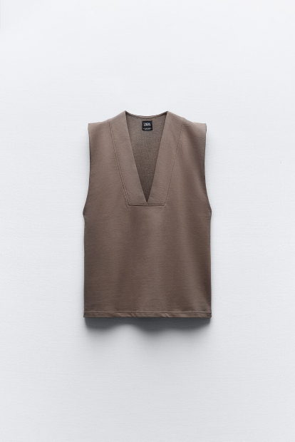 Жіночий жилет ZARA оверсайз 1159849468 (Коричневий L)