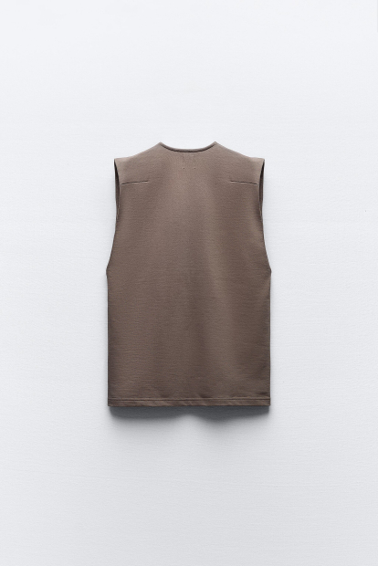 Жіночий жилет ZARA оверсайз 1159849468 (Коричневий L)