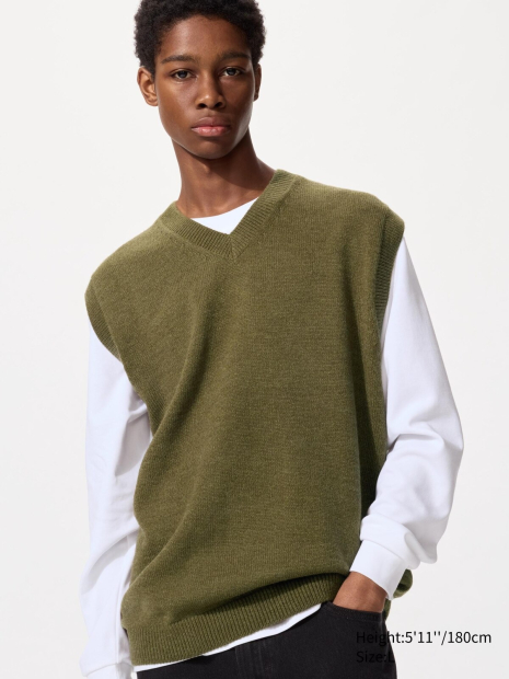 В'язана жилетка UNIQLO 1159849520 (Оливковий XL)