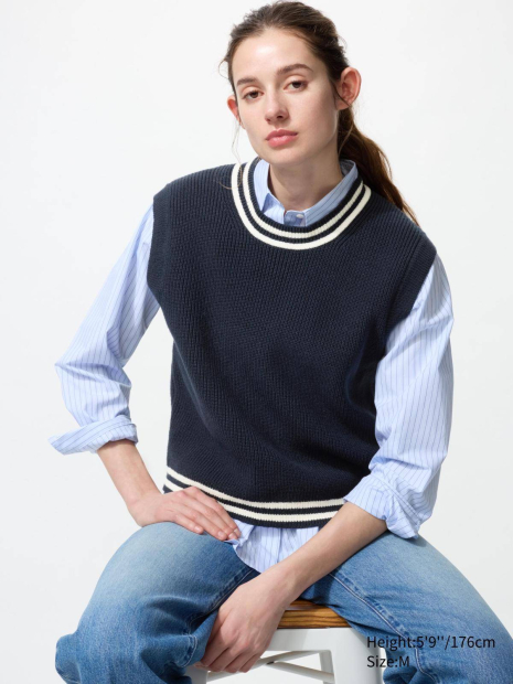 Вязаная жилетка UNIQLO 1159851987 (Синий XXL)