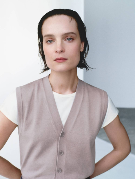 Вязаная жилетка UNIQLO на пуговицах 1159865271 (Сиреневый XL)