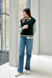 В'язана жилетка UNIQLO 1159849433 (Зелений M)