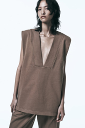 Жіночий жилет ZARA оверсайз 1159849468 (Коричневий L)