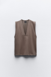 Жіночий жилет ZARA оверсайз 1159849468 (Коричневий L)