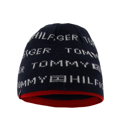 Детский вязаный набор Tommy Hilfiger двухсторонняя шапка и перчатки 1159848310 (Синий/Красный 5-7)