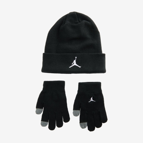 Подростковый вязаный набор Jordan Nike шапка и перчатки 1159860414 (Черный 8-20) на обхват головы 54-58 см