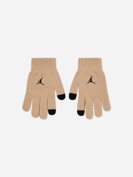 Подростковый вязаный набор Jordan Nike шапка и перчатки 1159981207 (Бежевый 8-20) на обхват головы 54-58 см