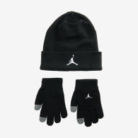 Подростковый вязаный набор Jordan Nike шапка и перчатки 1159860414 (Черный 8-20) на обхват головы 54-58 см