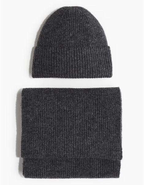 Теплий зимовий комплект H&M з шапки та шарфа 1159844116 (Сірий, один розмір)
