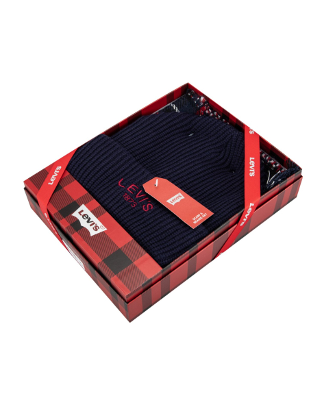 Набор в фирменной коробке Levi's шапка и шарф 1159853913 (Синий One size)