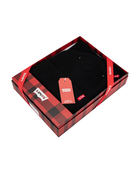 Набор в фирменной коробке Levi's шапка и шарф 1159853916 (Черный One size)