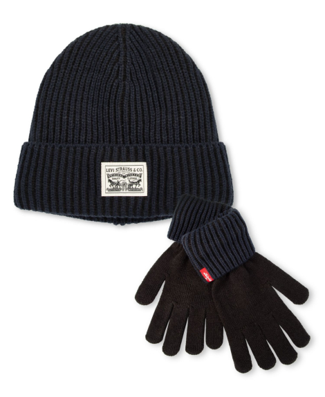Набор Levi's шапка и перчатки 1159853926 (Синий One size)