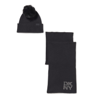 Набор DKNY шапка и шарф со стразами 1159844961 (Черный One size)