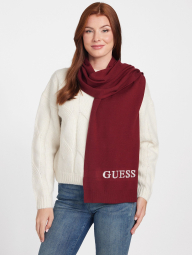 Вязаный набор со стразами Guess шапка и шарф в подарочной коробке 1159859524 (Бордовый One size)