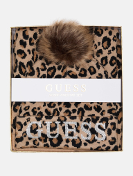 Вязаный набор со стразами Guess шапка и шарф в подарочной коробке 1159859529 (Леопардовый One size)