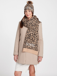 Вязаный набор со стразами Guess шапка и шарф в подарочной коробке 1159859529 (Леопардовый One size)