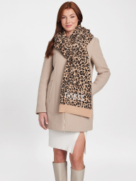 Вязаный набор со стразами Guess шапка и шарф в подарочной коробке 1159859529 (Леопардовый One size)