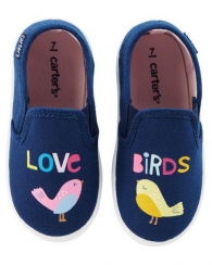Мокасини Carters дитячі EUR 23 27 сині з малюнком пташок тапочки для дівчинки США 23