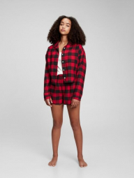 Подростковый пижамный комплект GAP рубашка майка шорты 1159760524 (Красный/Черный, 134-137)