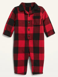 Фланелевий комбінезон для малюка Old Navy піжама (Червоний/Чорний, розмір 58-69)