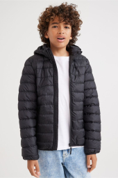 Детский пуховик H&M куртка с капюшоном 1159780121 (Черный, 134-140)