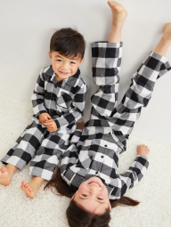 Детская пижама фланелевая Old navy штаны и рубашка 1159757735 (Черный/Белый, 138-153) 1159757736 (Черный/Белый, 80-86)