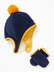 Рукавиці і шапка дитячі сині з жовтим 1 2 3 4 роки 5 років флісові комплект Old Navy 45-48