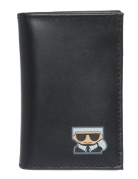 Картхолдер із гладкої шкіри Karl Lagerfeld з логотипом 1159803536 (Чорний, One size)