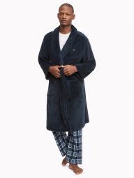 Чоловічий халат Tommy Hilfiger м'який оригінал 1159769757 (Білий/синій, One size)