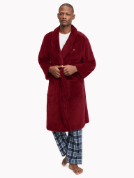Чоловічий халат Tommy Hilfiger м'який оригінал 1159775145 (Бордовий, One size)
