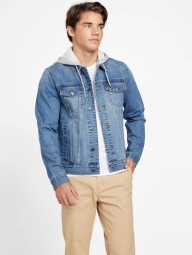 Чоловіча джинсова куртка GUESS з капюшоном 1159795556 (Білий/синій, M)